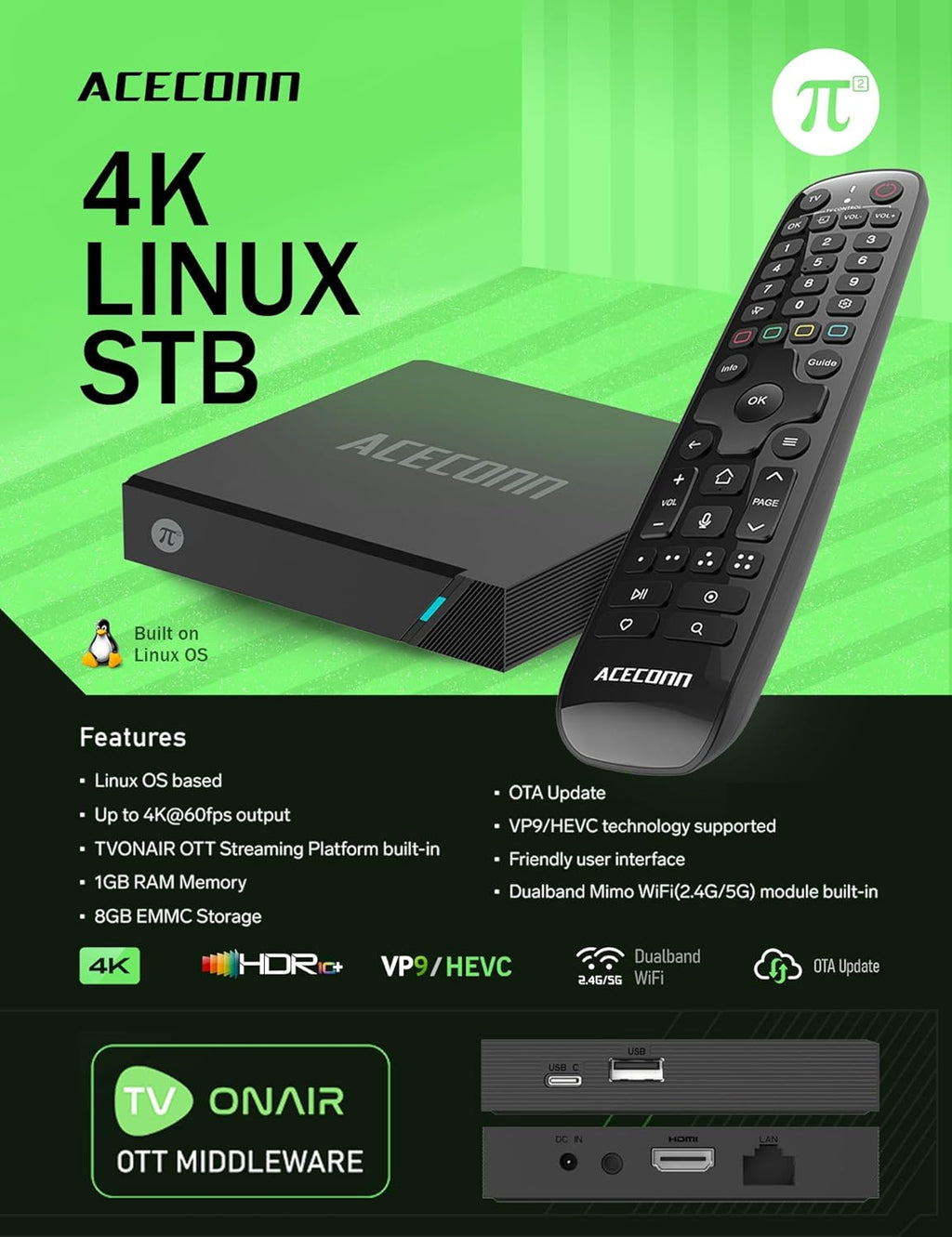 ACECONN Pi2 Linux Streaming Box